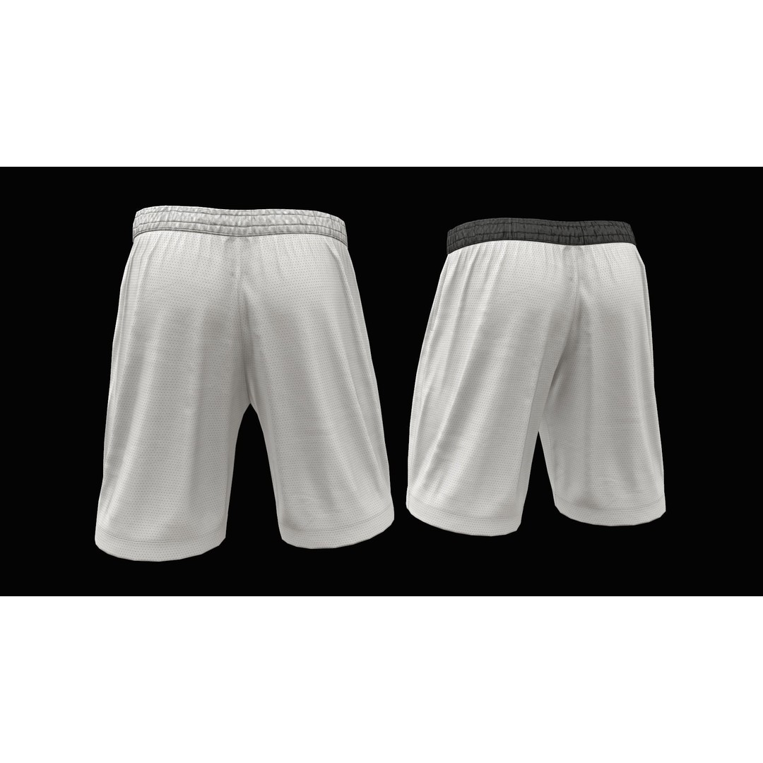 White Shorts 3D Model – Low Poly Game Ready Asset, FBX, OBJ - View 9