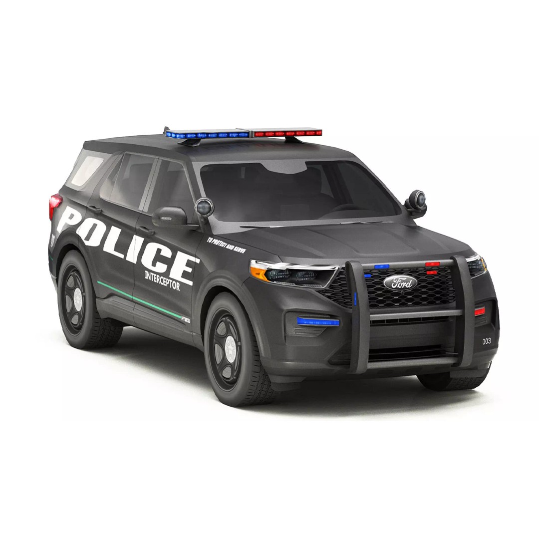 Police Car 3D Model – Low Poly Game Asset, FBX, OBJ - View 2