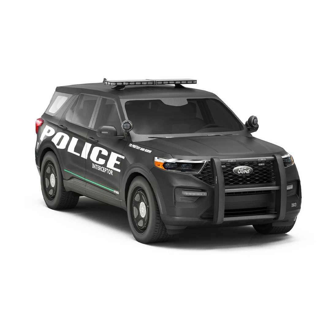 Police Car 3D Model – Low Poly Game Asset, FBX, OBJ - View 3