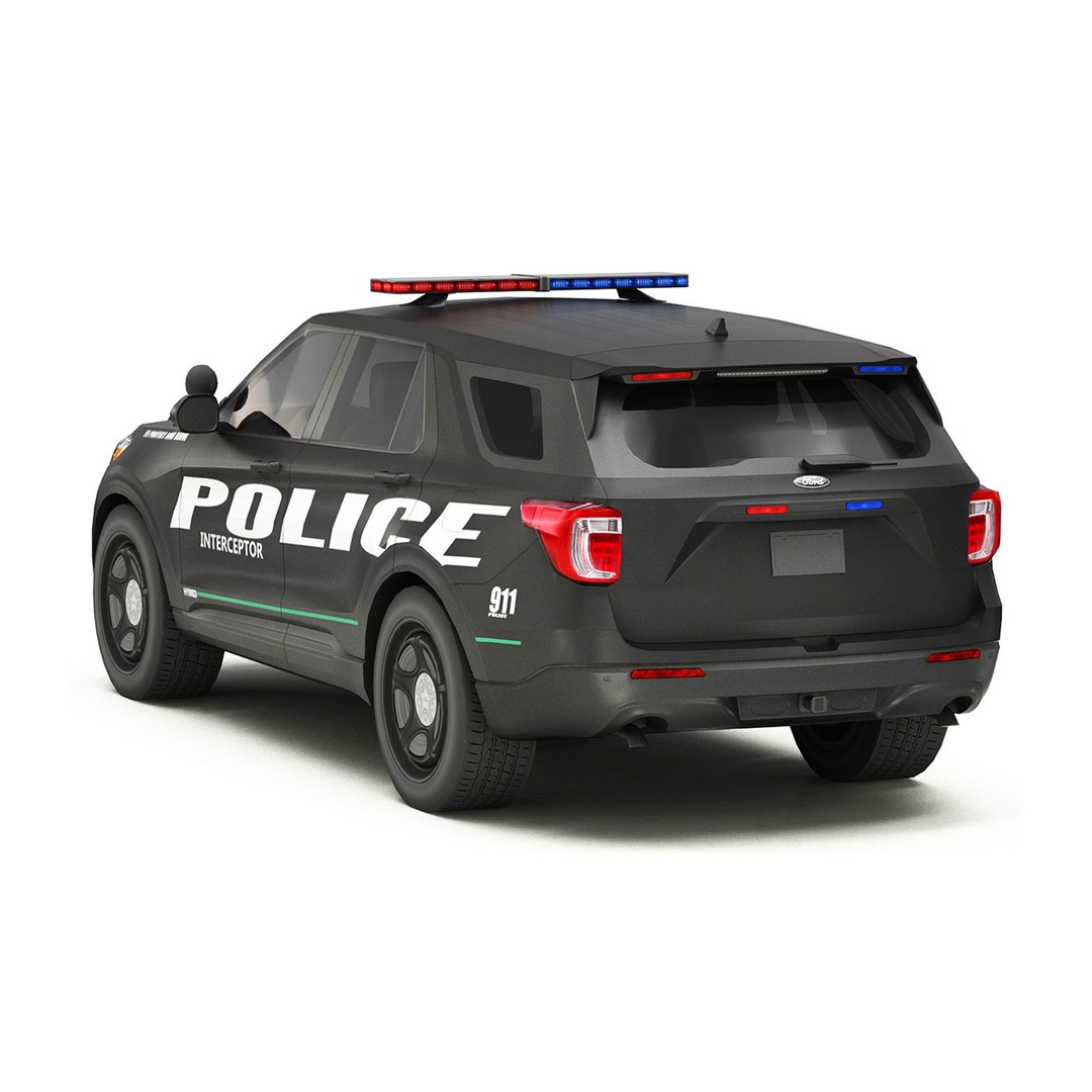 Police Car 3D Model – Low Poly Game Asset, FBX, OBJ - View 4
