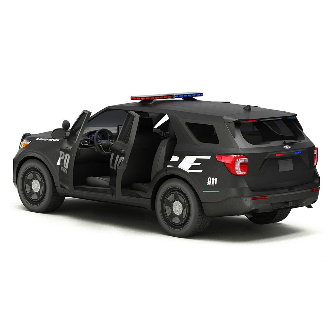 Police Car 3D Model – Low Poly Game Asset, FBX, OBJ - View 5
