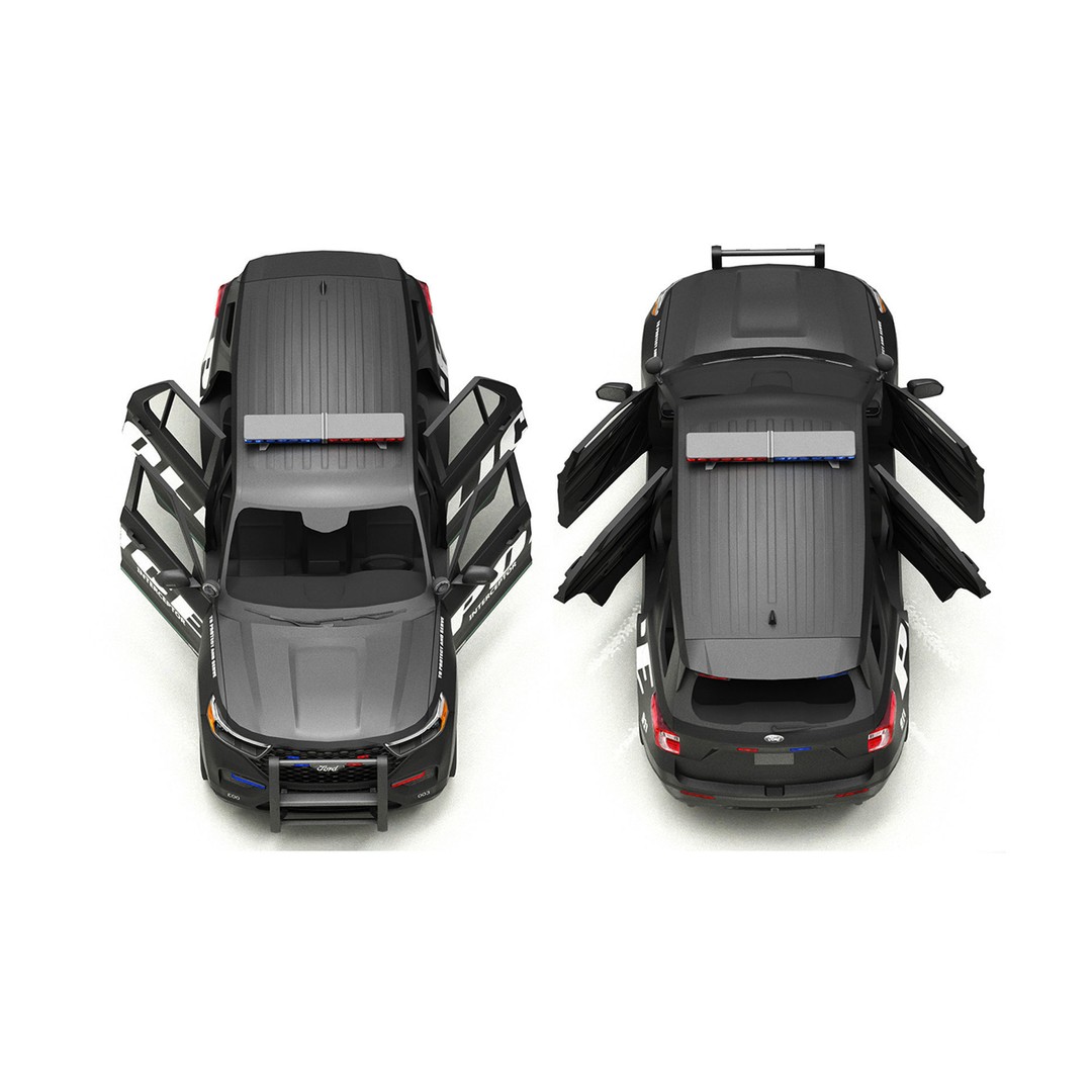 Police Car 3D Model – Low Poly Game Asset, FBX, OBJ - View 6