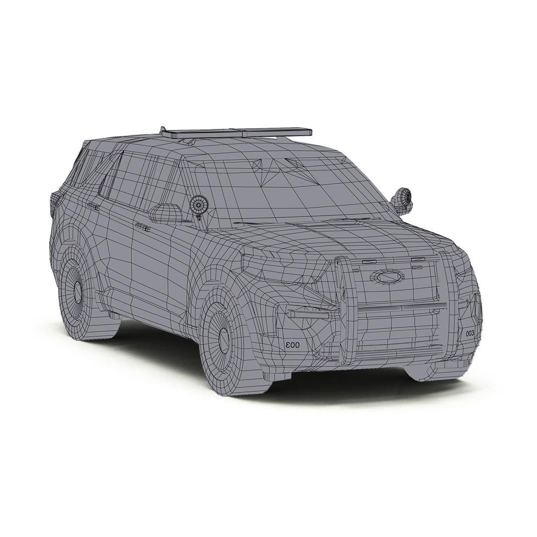 Police Car 3D Model – Low Poly Game Asset, FBX, OBJ - View 7