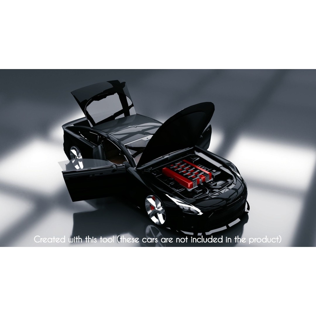 Modular Car Creation Tool 3D Model – Low Poly Game Asset, FBX, Blender - View 35