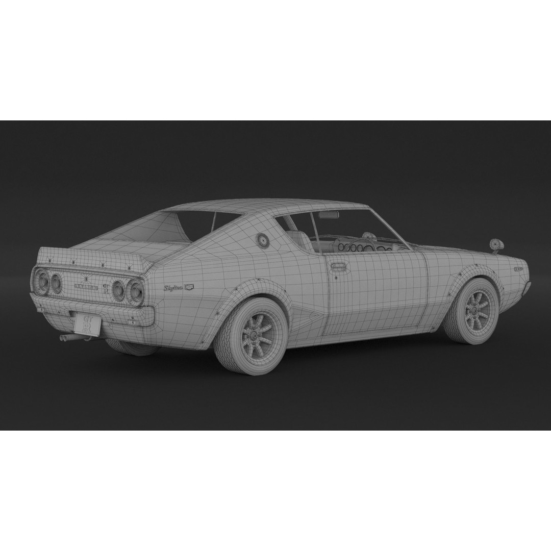Nissan Skyline GT-R KPGC110 3D Model – High Poly Game Asset, FBX, OBJ - View 10