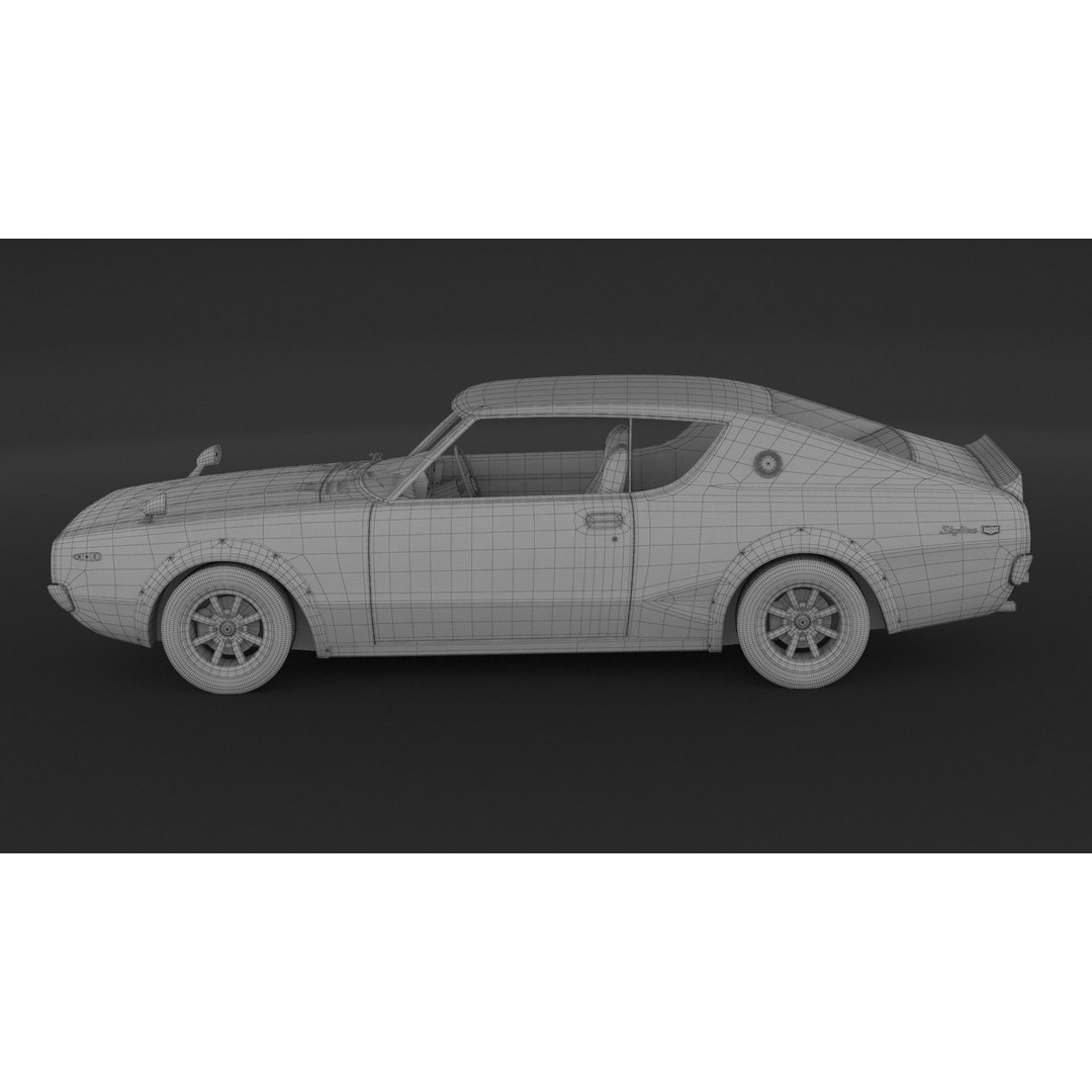 Nissan Skyline GT-R KPGC110 3D Model – High Poly Game Asset, FBX, OBJ - View 11