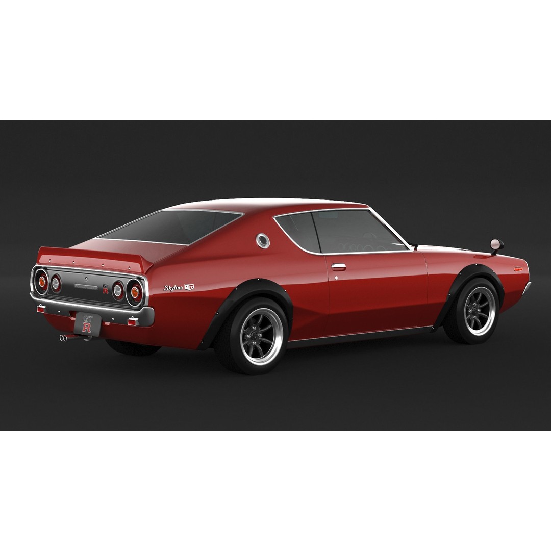 Nissan Skyline GT-R KPGC110 3D Model – High Poly Game Asset, FBX, OBJ - View 3