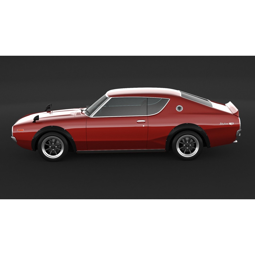 Nissan Skyline GT-R KPGC110 3D Model – High Poly Game Asset, FBX, OBJ - View 6