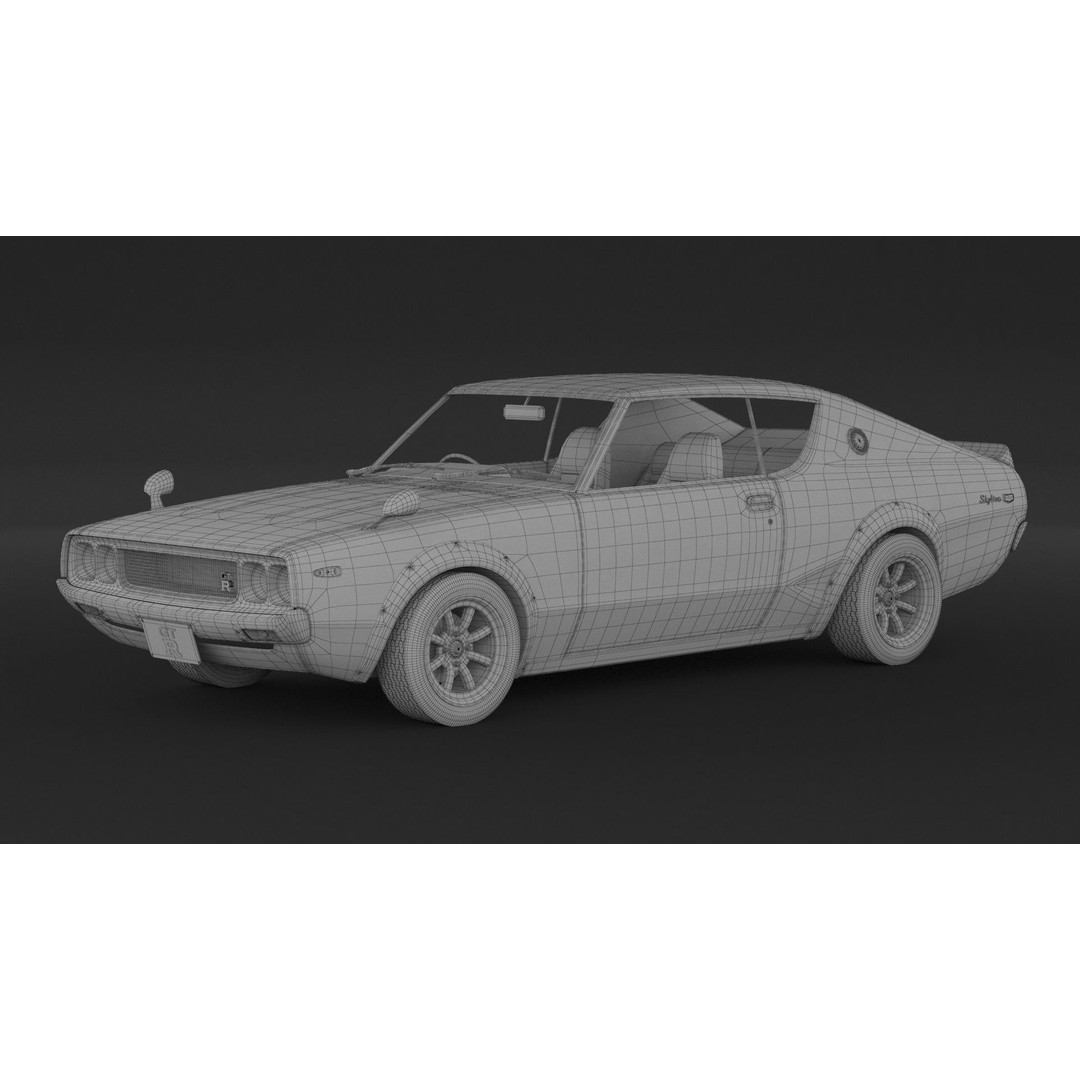 Nissan Skyline GT-R KPGC110 3D Model – High Poly Game Asset, FBX, OBJ - View 9