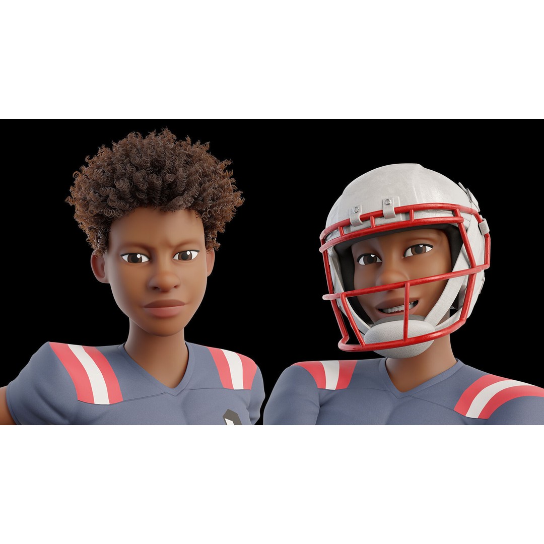 NFL Player 3D Model – Cartoon Rigged Character for Animation, FBX