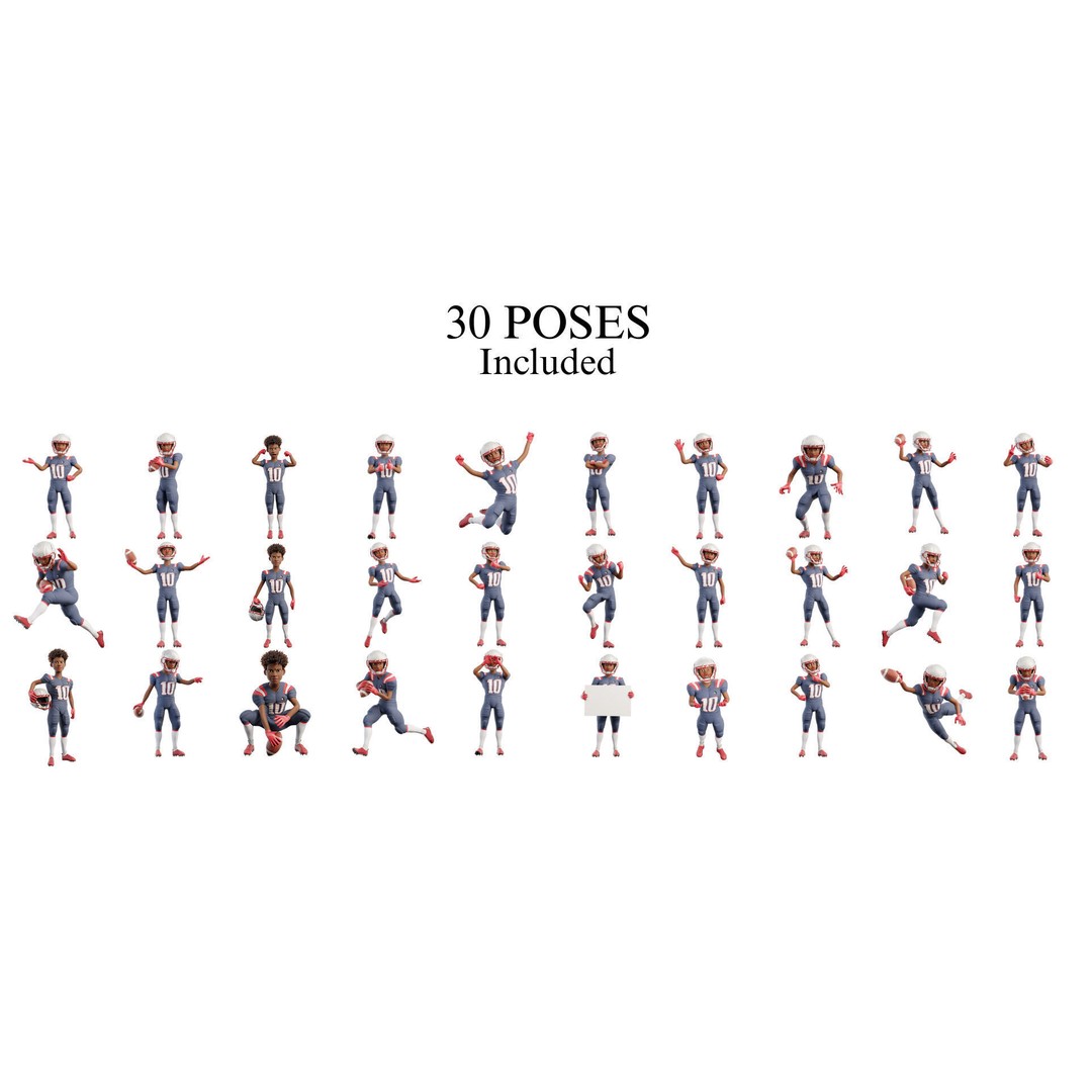 NFL Player 3D Model – Cartoon Rigged Character for Animation, FBX - View 11