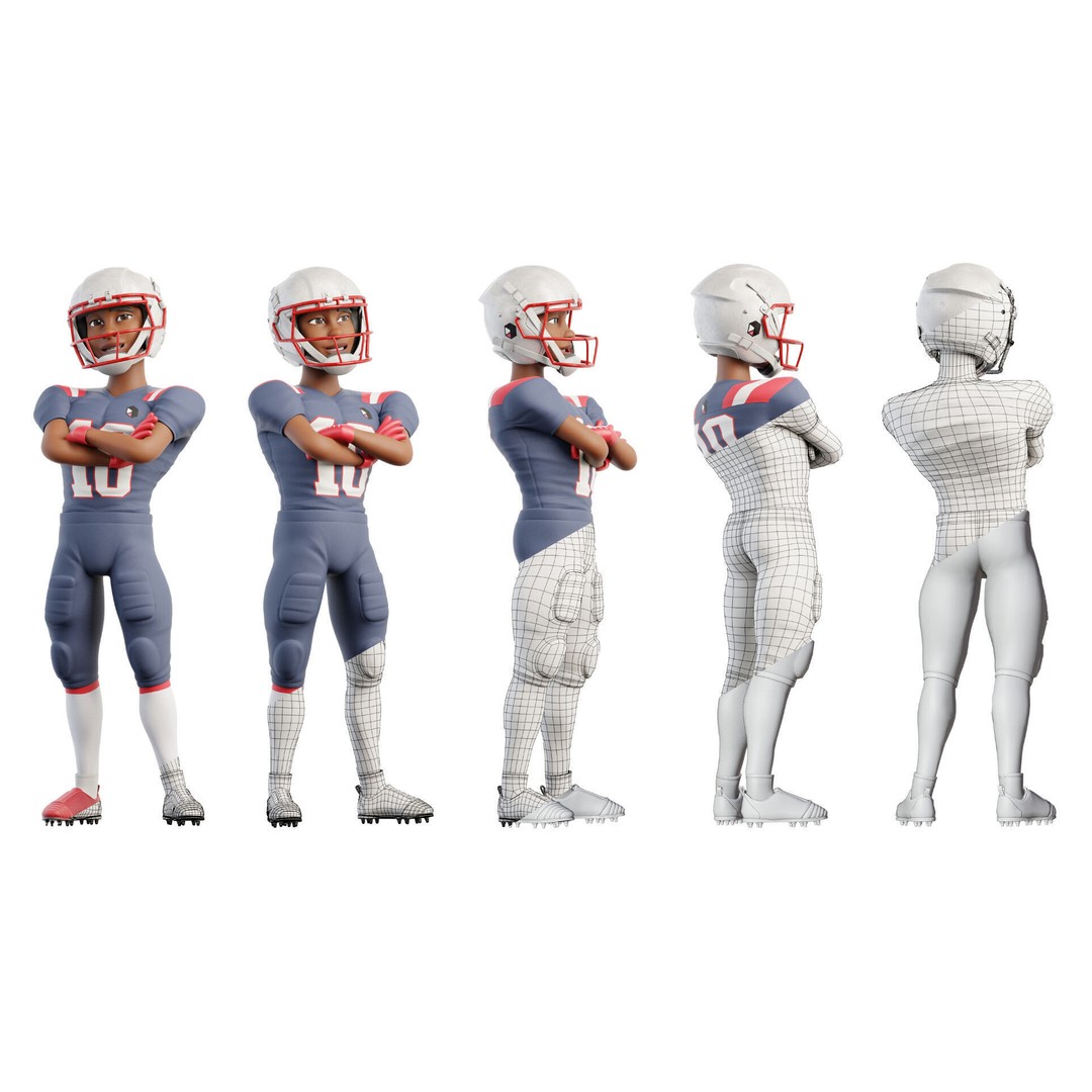 NFL Player 3D Model – Cartoon Rigged Character for Animation, FBX - View 13