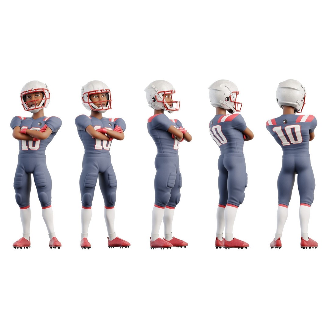 NFL Player 3D Model – Cartoon Rigged Character for Animation, FBX - View 14