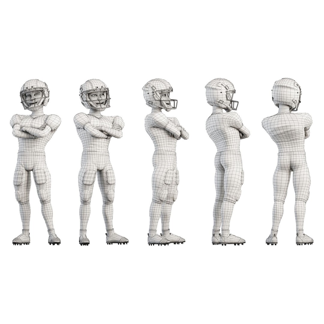 NFL Player 3D Model – Cartoon Rigged Character for Animation, FBX - View 16