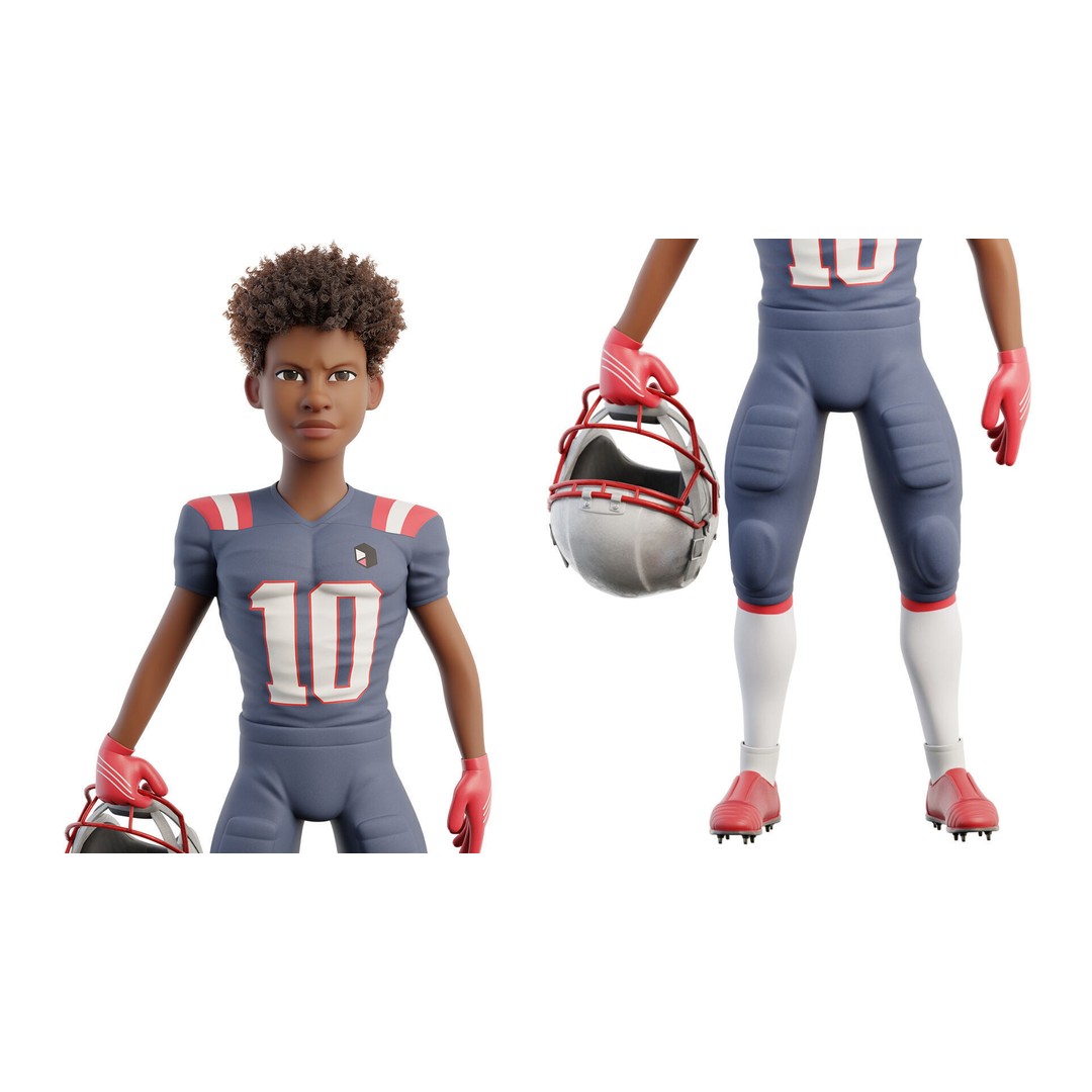 NFL Player 3D Model – Cartoon Rigged Character for Animation, FBX - View 18