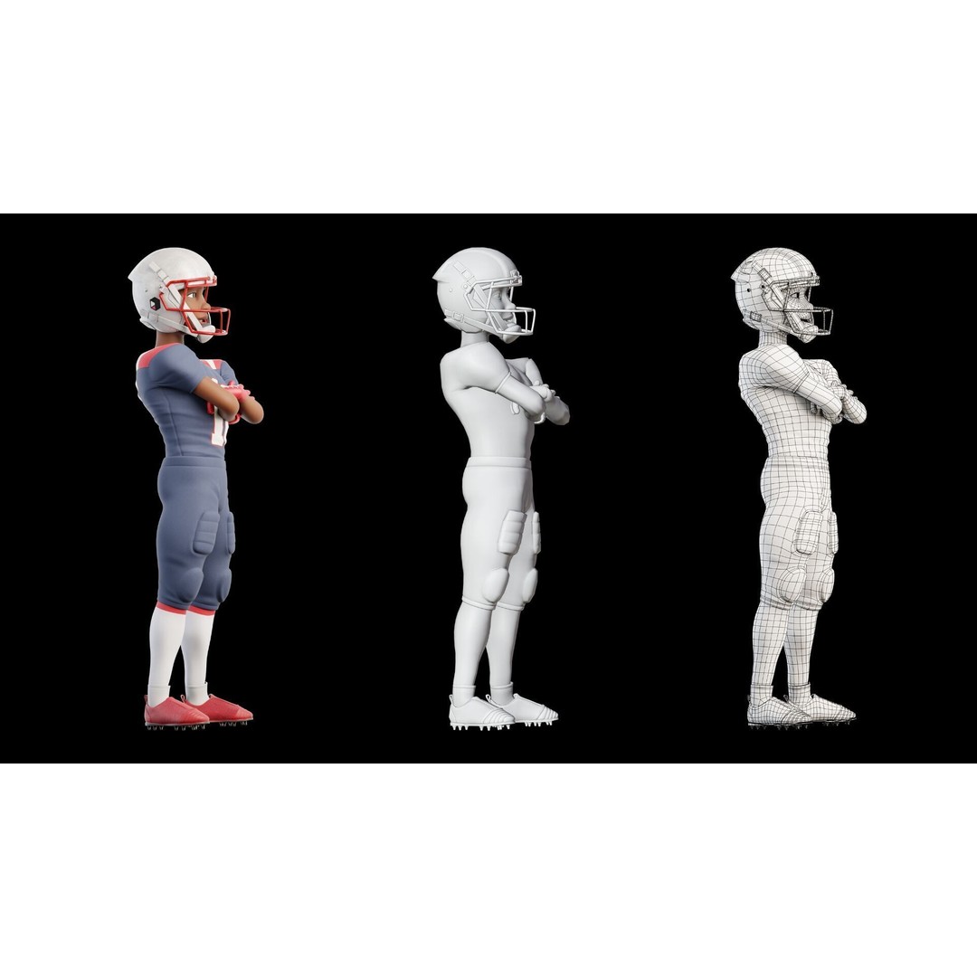 NFL Player 3D Model – Cartoon Rigged Character for Animation, FBX - View 19