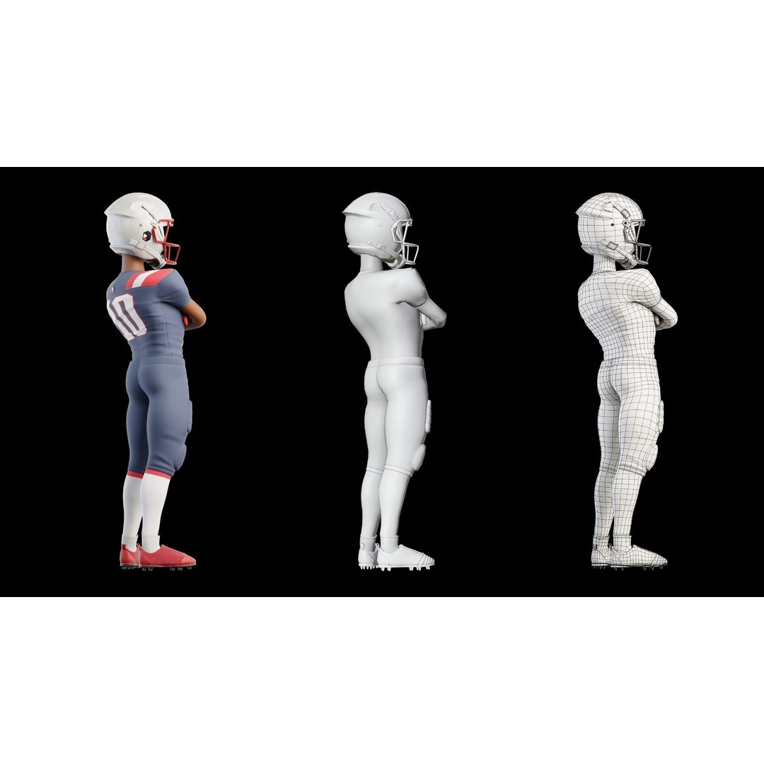 NFL Player 3D Model – Cartoon Rigged Character for Animation, FBX - View 20