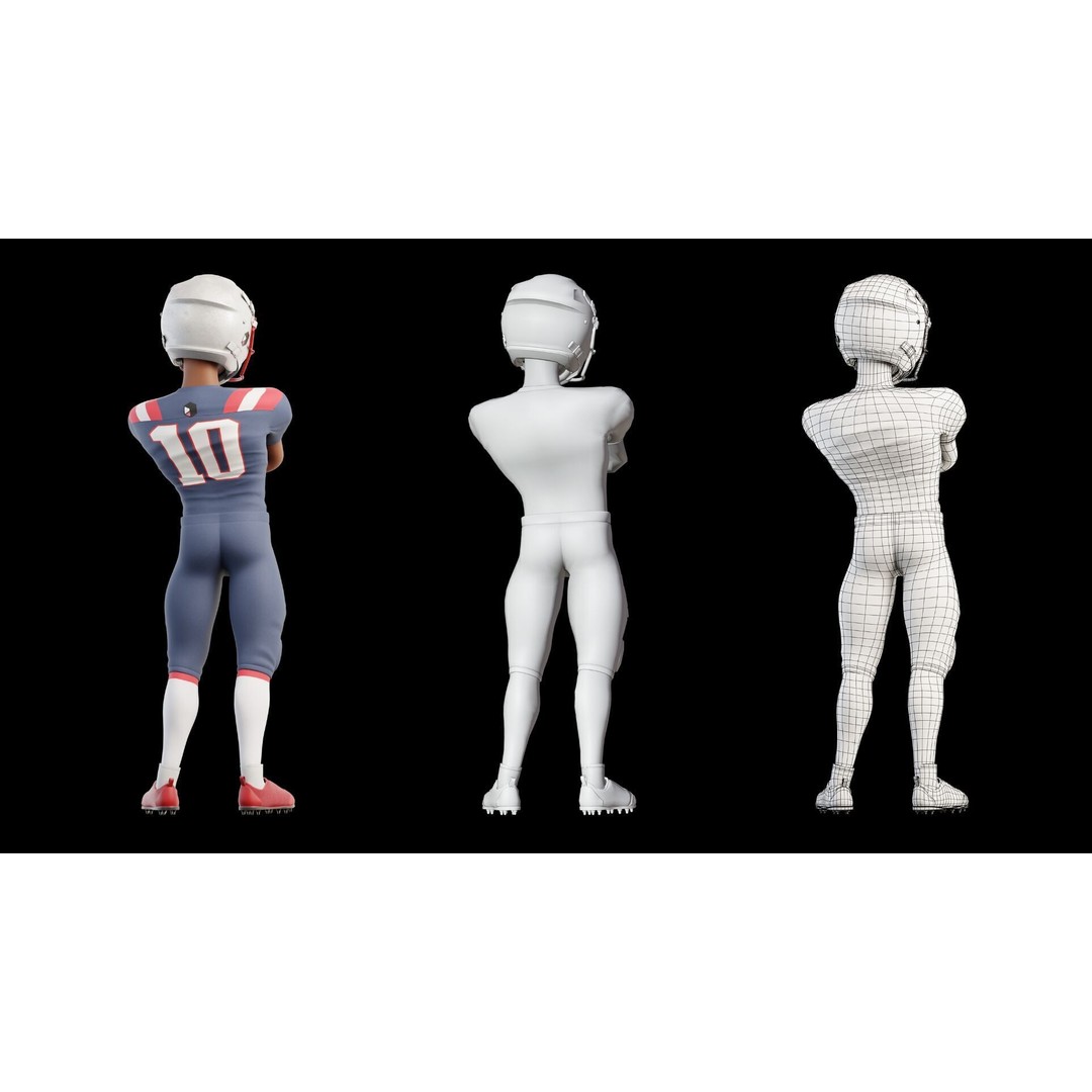 NFL Player 3D Model – Cartoon Rigged Character for Animation, FBX - View 21
