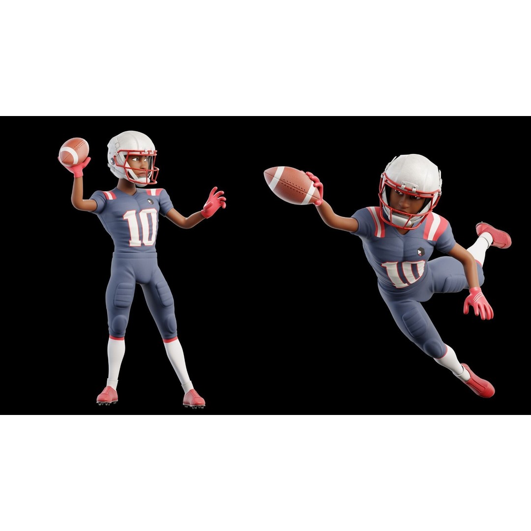 NFL Player 3D Model – Cartoon Rigged Character for Animation, FBX - View 22