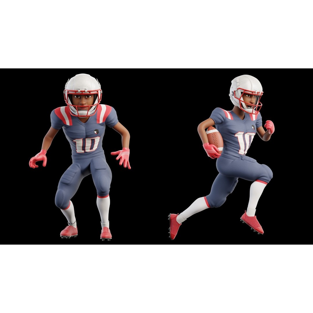NFL Player 3D Model – Cartoon Rigged Character for Animation, FBX - View 23