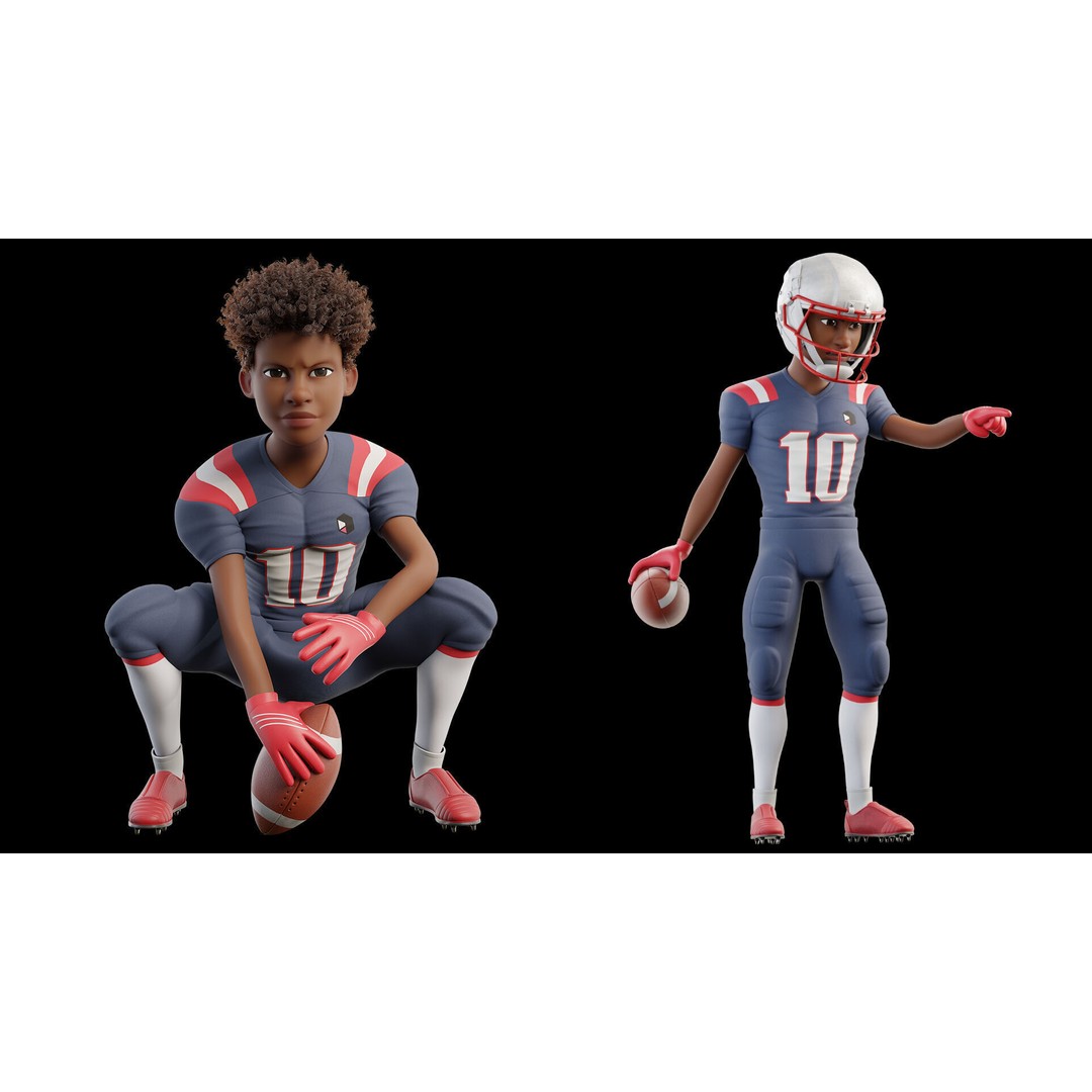 NFL Player 3D Model – Cartoon Rigged Character for Animation, FBX - View 24