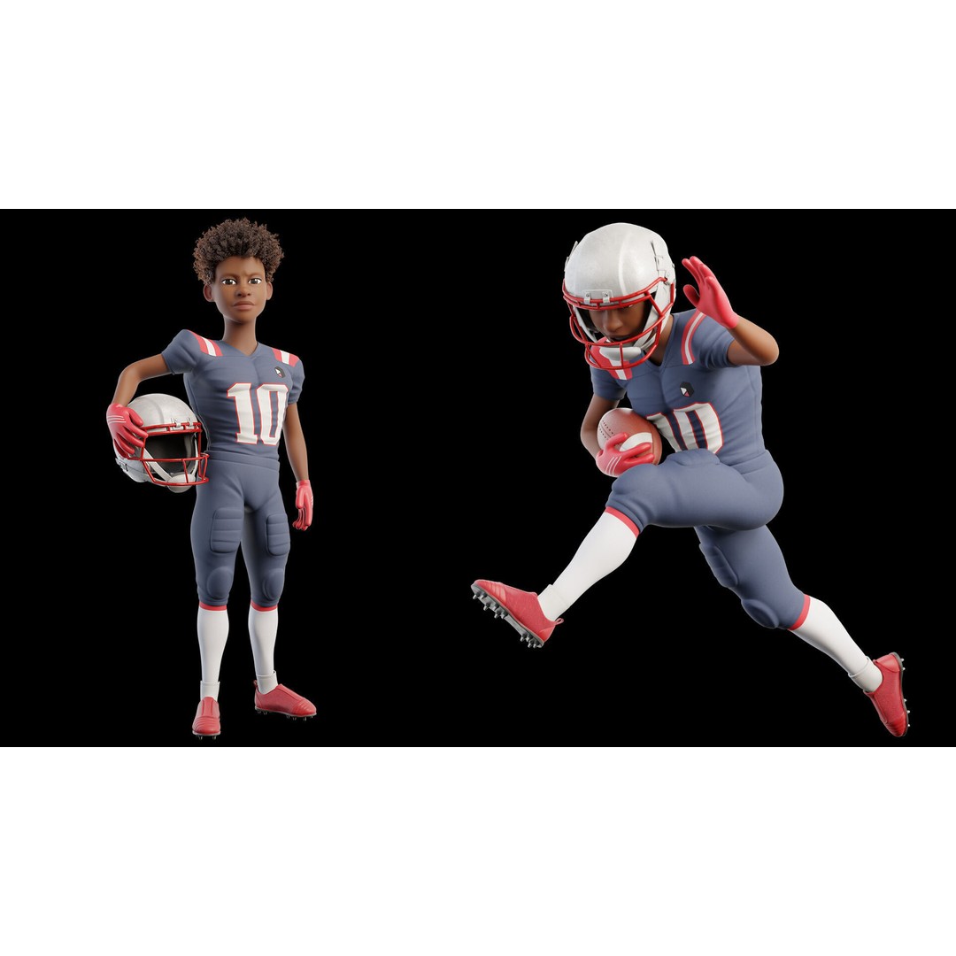 NFL Player 3D Model – Cartoon Rigged Character for Animation, FBX - View 25