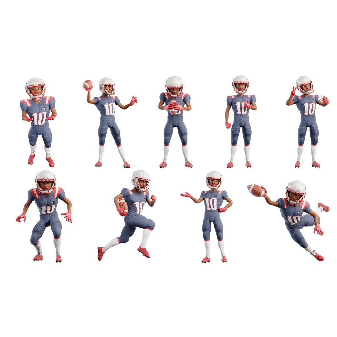 NFL Player 3D Model – Cartoon Rigged Character for Animation, FBX - View 26