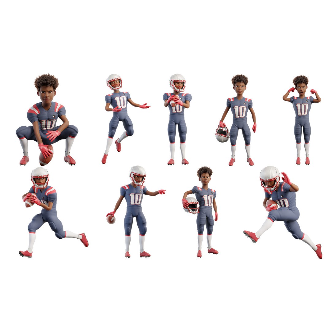 NFL Player 3D Model – Cartoon Rigged Character for Animation, FBX - View 27
