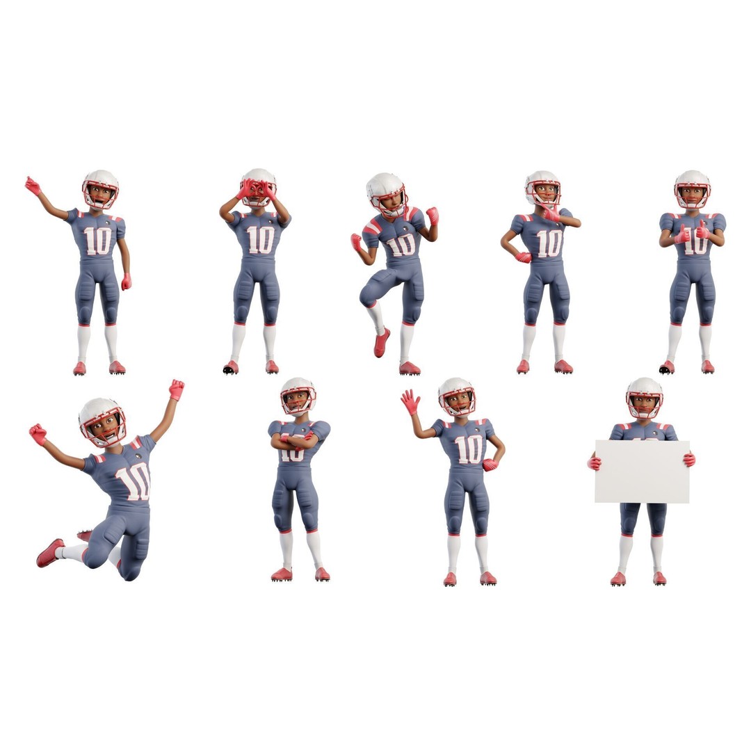 NFL Player 3D Model – Cartoon Rigged Character for Animation, FBX - View 28