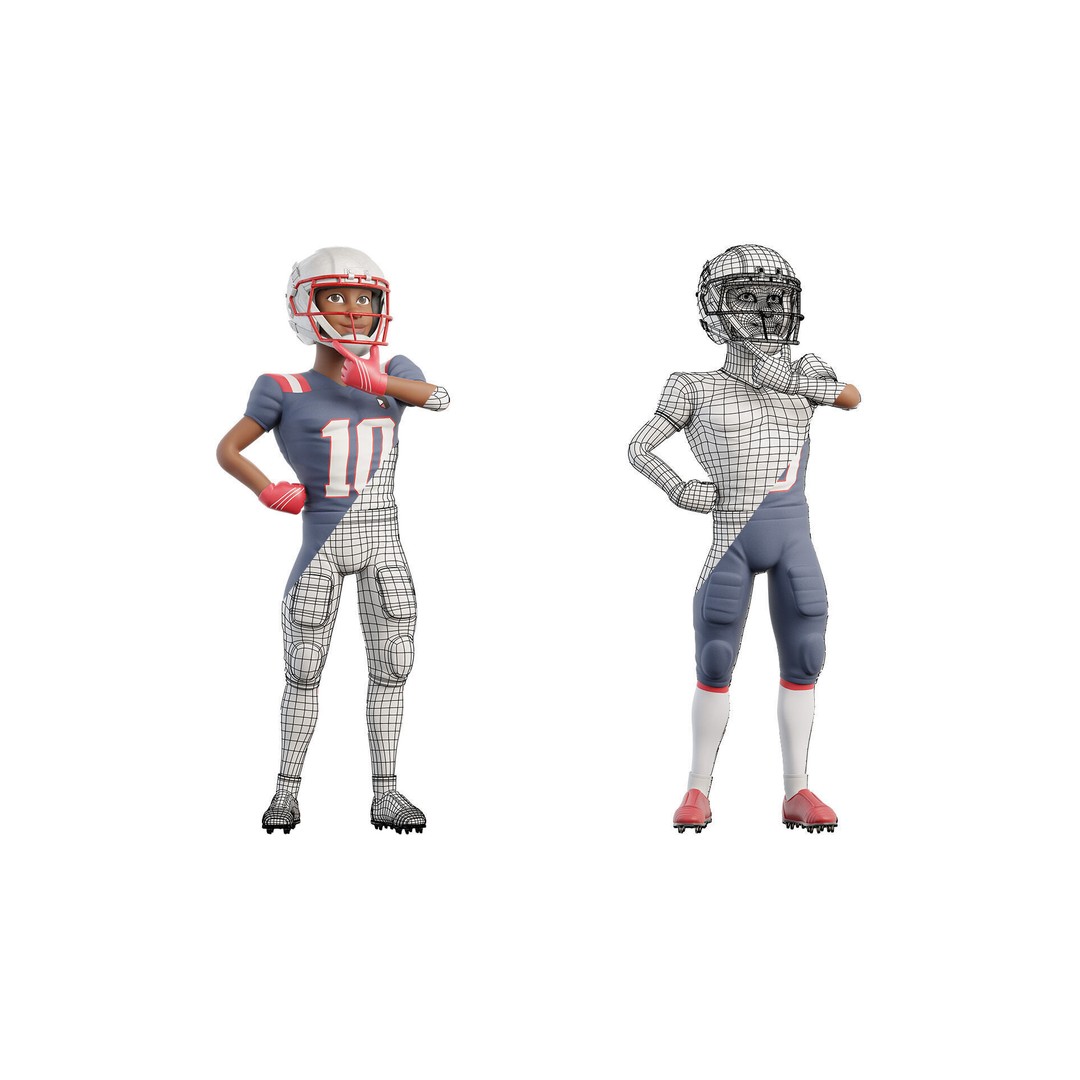 NFL Player 3D Model – Cartoon Rigged Character for Animation, FBX - View 29