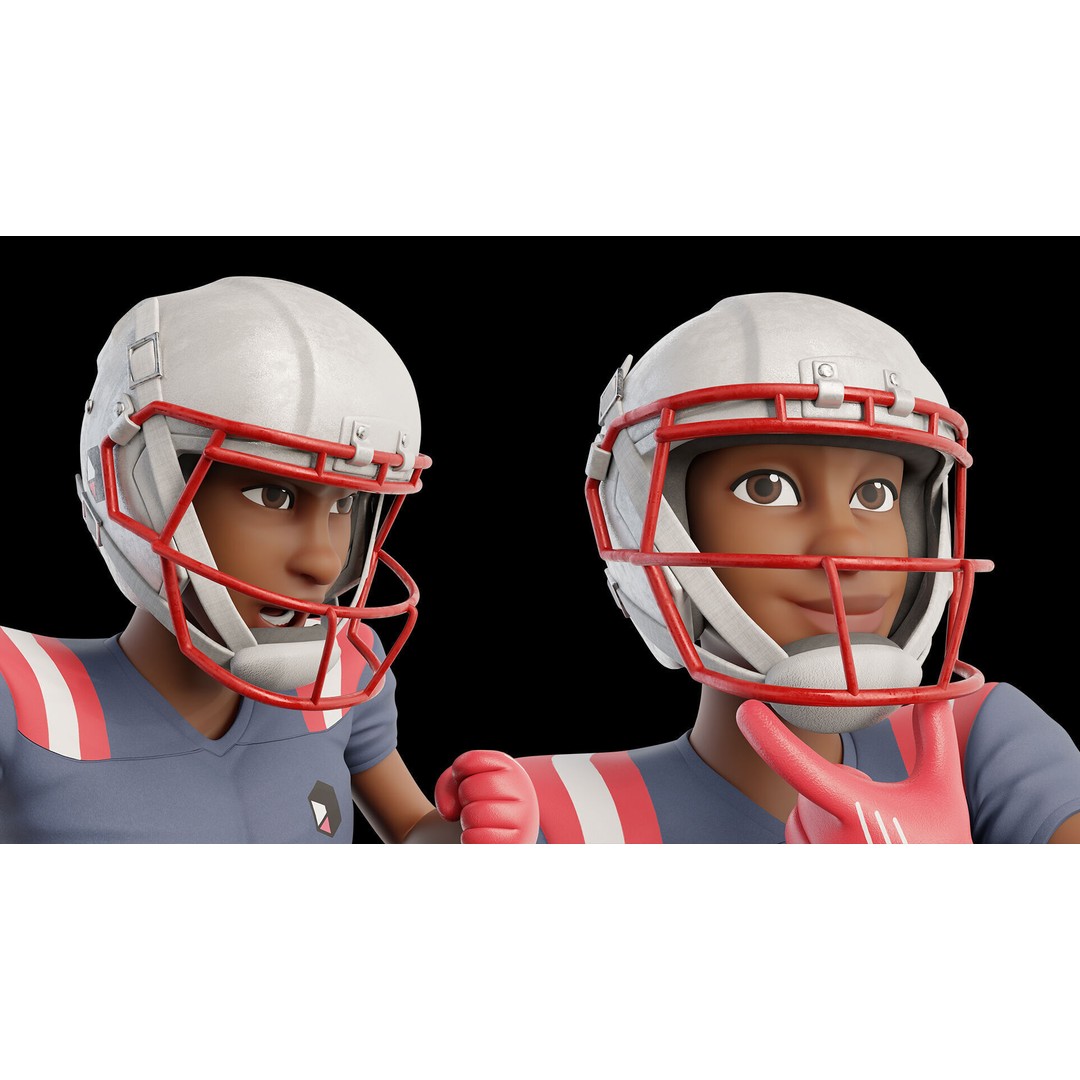 NFL Player 3D Model – Cartoon Rigged Character for Animation, FBX - View 30