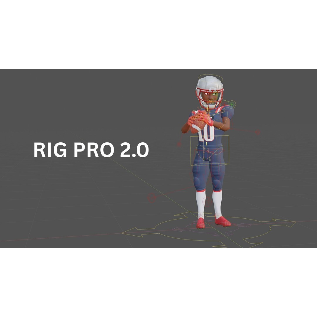 NFL Player 3D Model – Cartoon Rigged Character for Animation, FBX - View 6