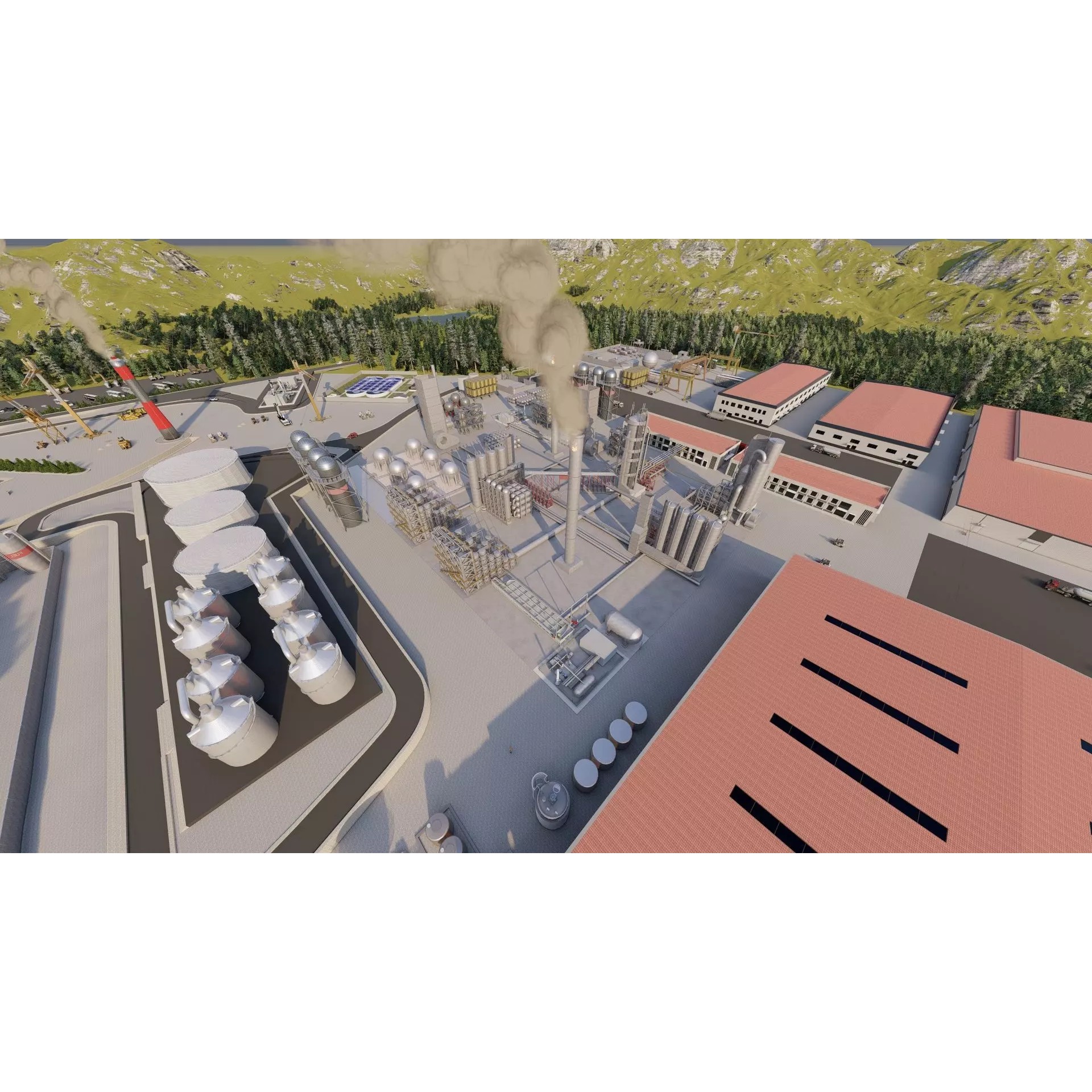 Industrial Factory-Petrochemical Complex - Game-Ready 3D Model