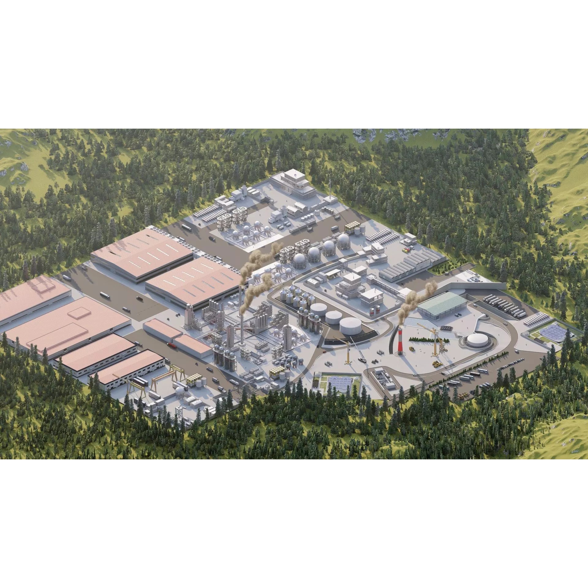 Industrial Factory-Petrochemical Complex - Game-Ready 3D Model - View 3