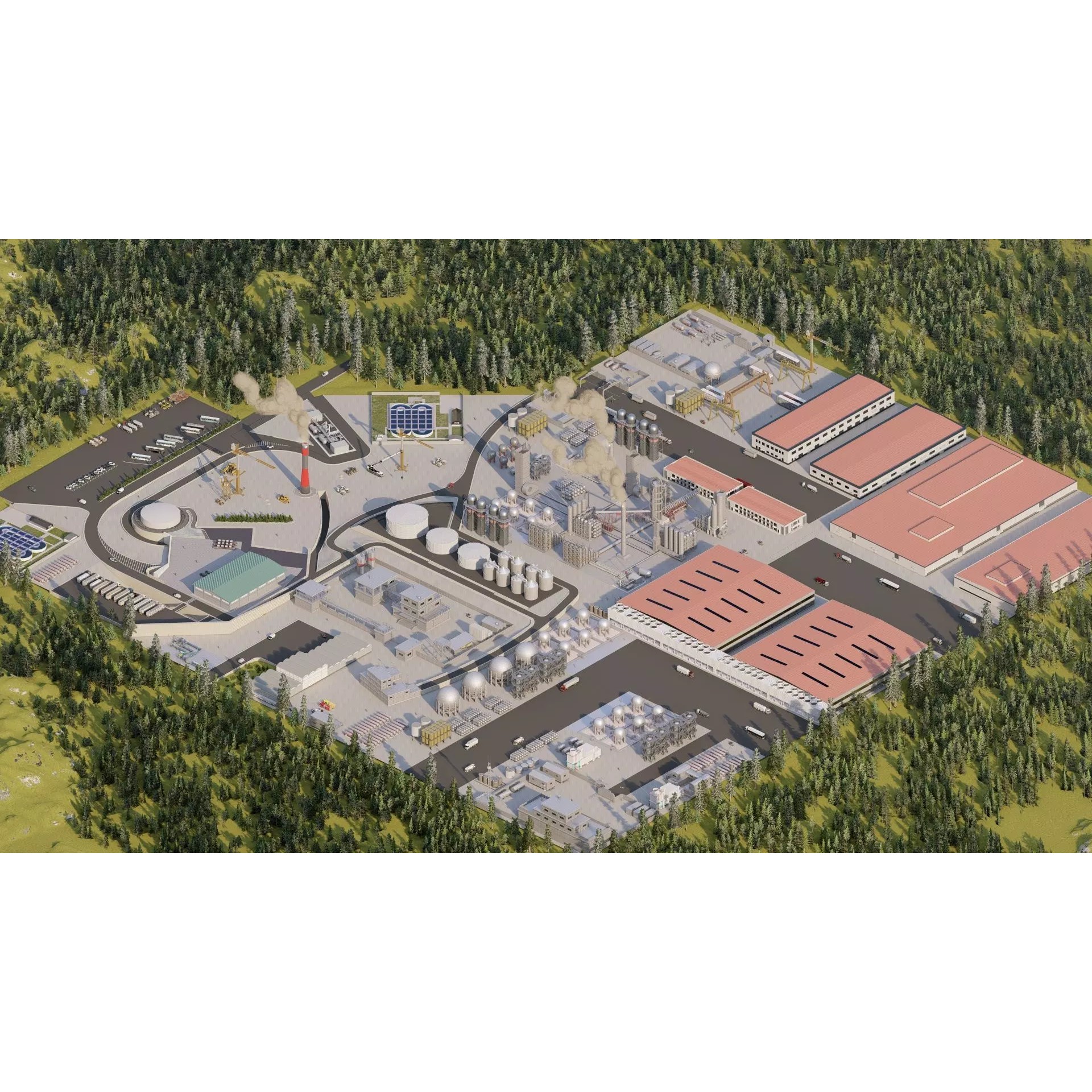 Industrial Factory-Petrochemical Complex - Game-Ready 3D Model - View 34