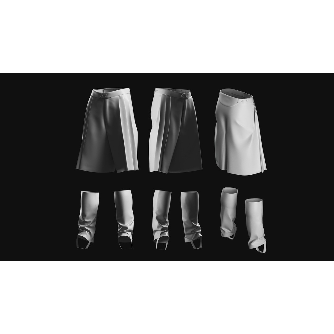 Basemesh Short Collection 3D Model – High Poly Clothing Assets, FBX & OBJ - View 10
