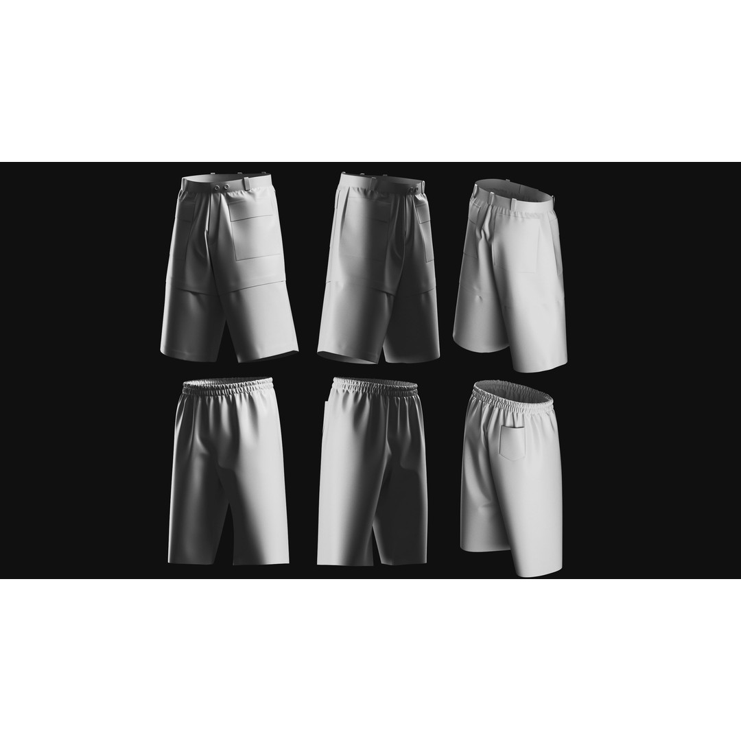 Basemesh Short Collection 3D Model – High Poly Clothing Assets, FBX & OBJ - View 4