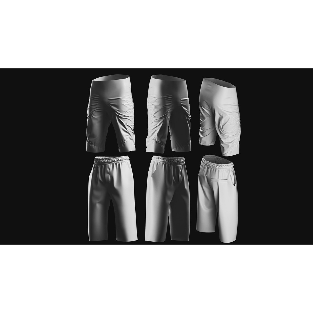 Basemesh Short Collection 3D Model – High Poly Clothing Assets, FBX & OBJ - View 5