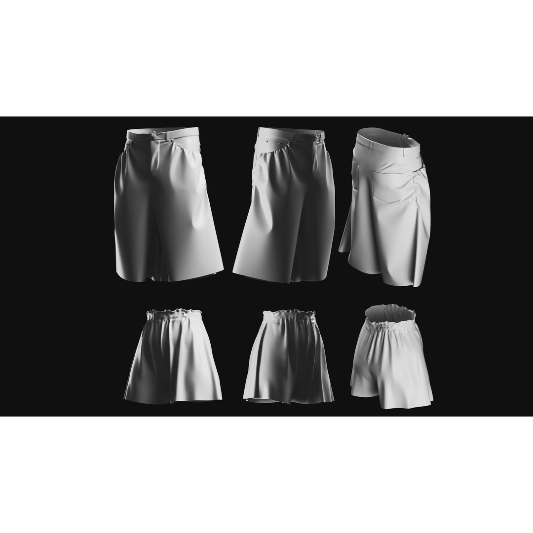 Basemesh Short Collection 3D Model – High Poly Clothing Assets, FBX & OBJ - View 6