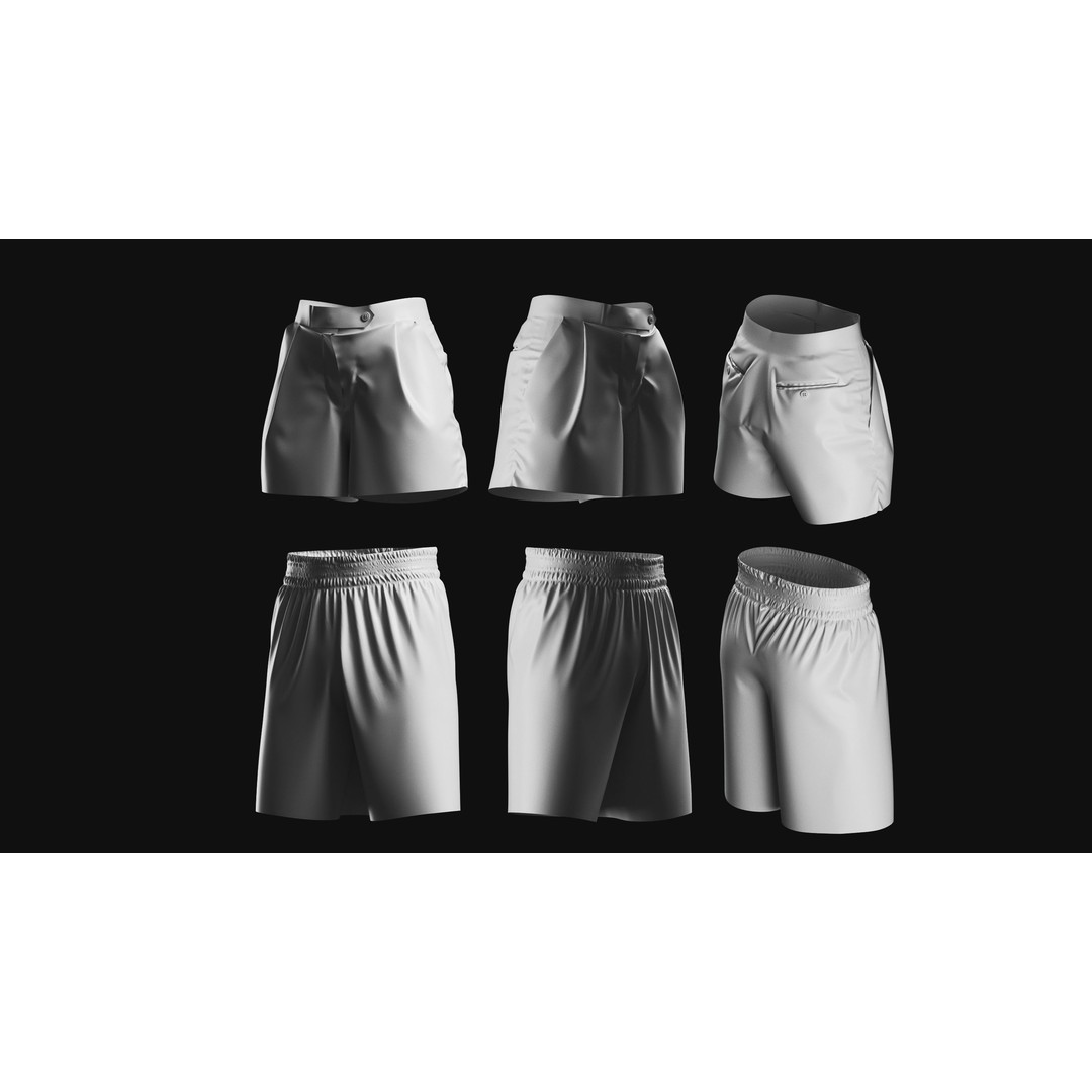 Basemesh Short Collection 3D Model – High Poly Clothing Assets, FBX & OBJ - View 8