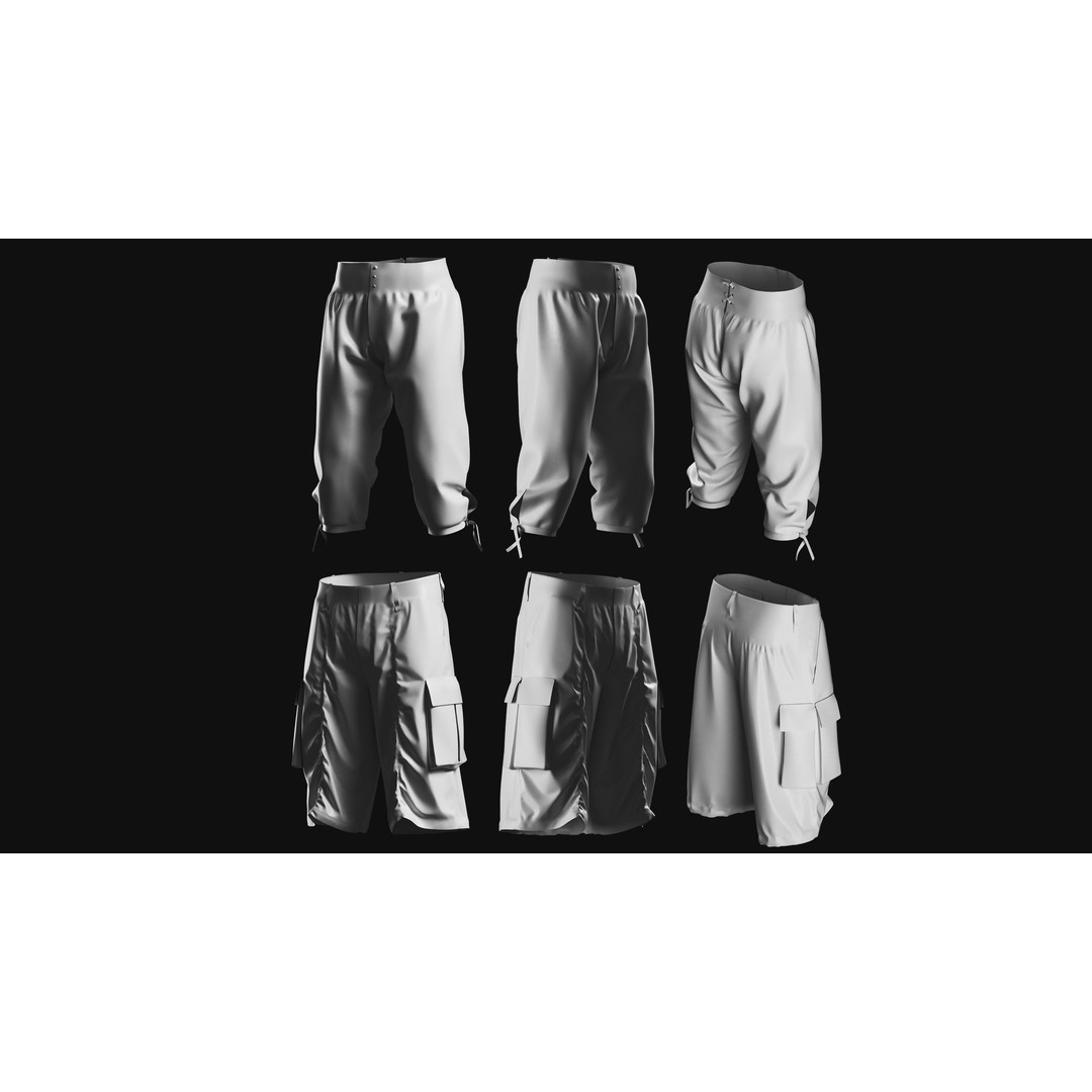 Basemesh Short Collection 3D Model – High Poly Clothing Assets, FBX & OBJ - View 9