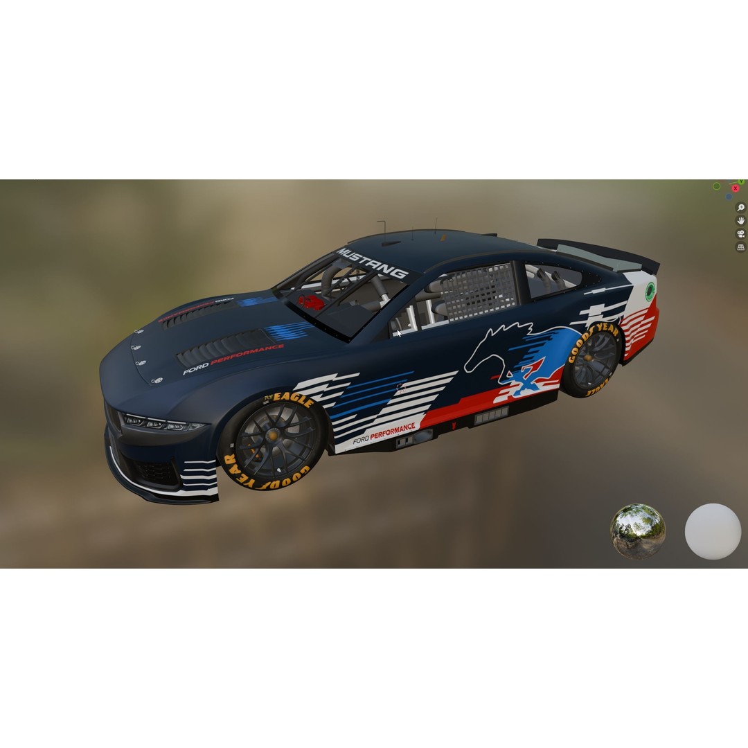 Nascar Mustang 2024 3D Model – High Poly Racing Car, FBX, OBJ