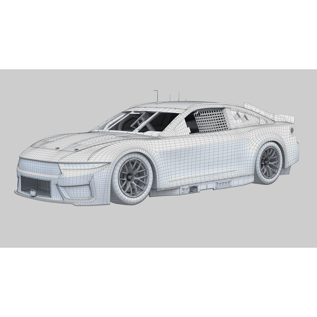 Nascar Mustang 2024 3D Model – High Poly Racing Car, FBX, OBJ - View 14