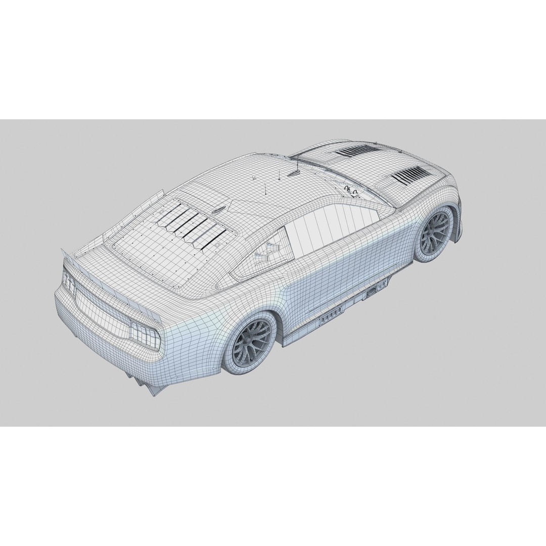 Nascar Mustang 2024 3D Model – High Poly Racing Car, FBX, OBJ - View 17