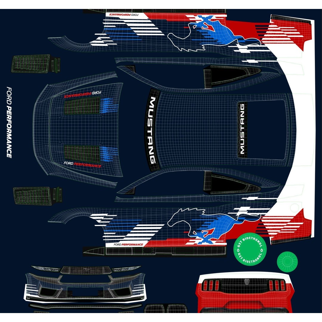Nascar Mustang 2024 3D Model – High Poly Racing Car, FBX, OBJ - View 21