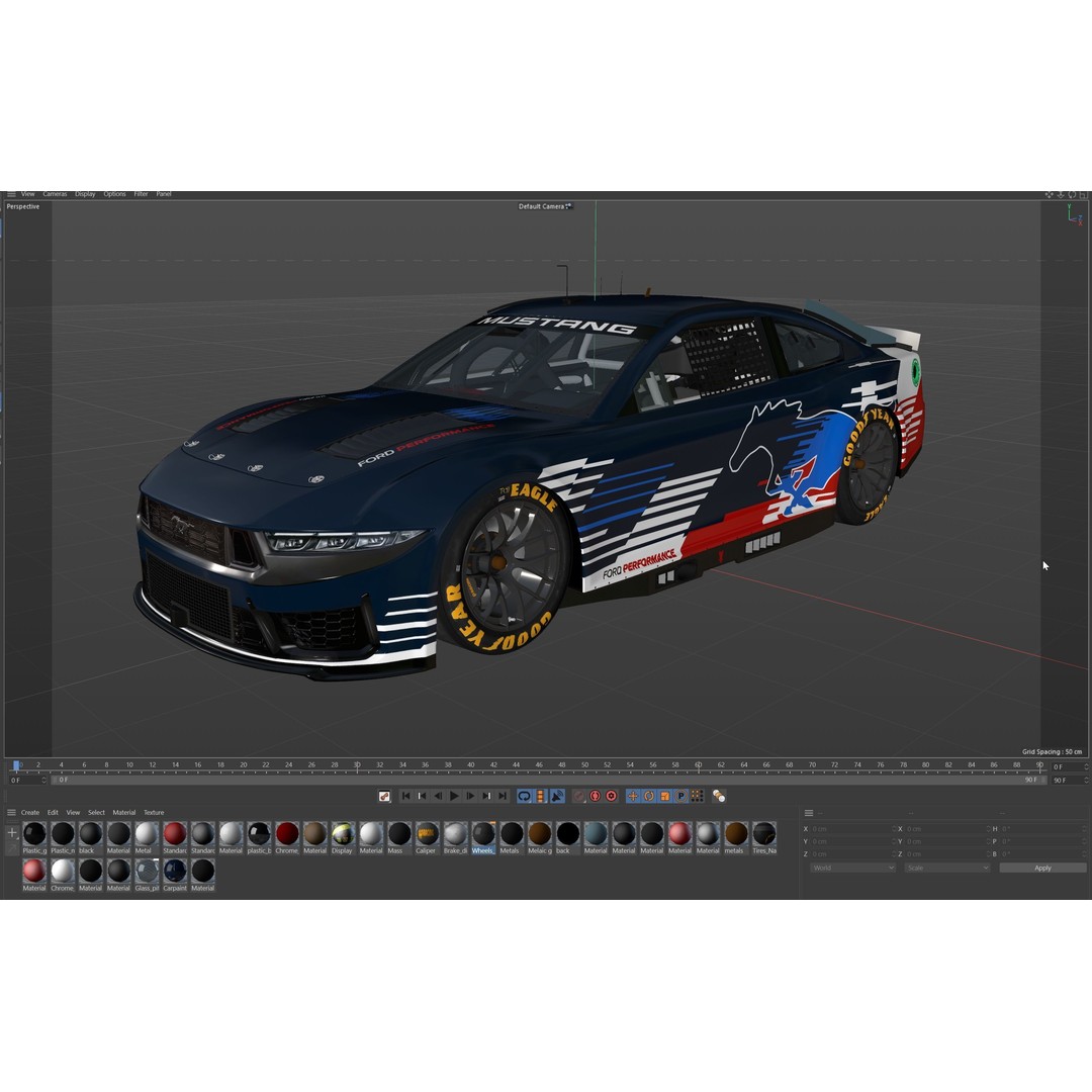 Nascar Mustang 2024 3D Model – High Poly Racing Car, FBX, OBJ - View 23