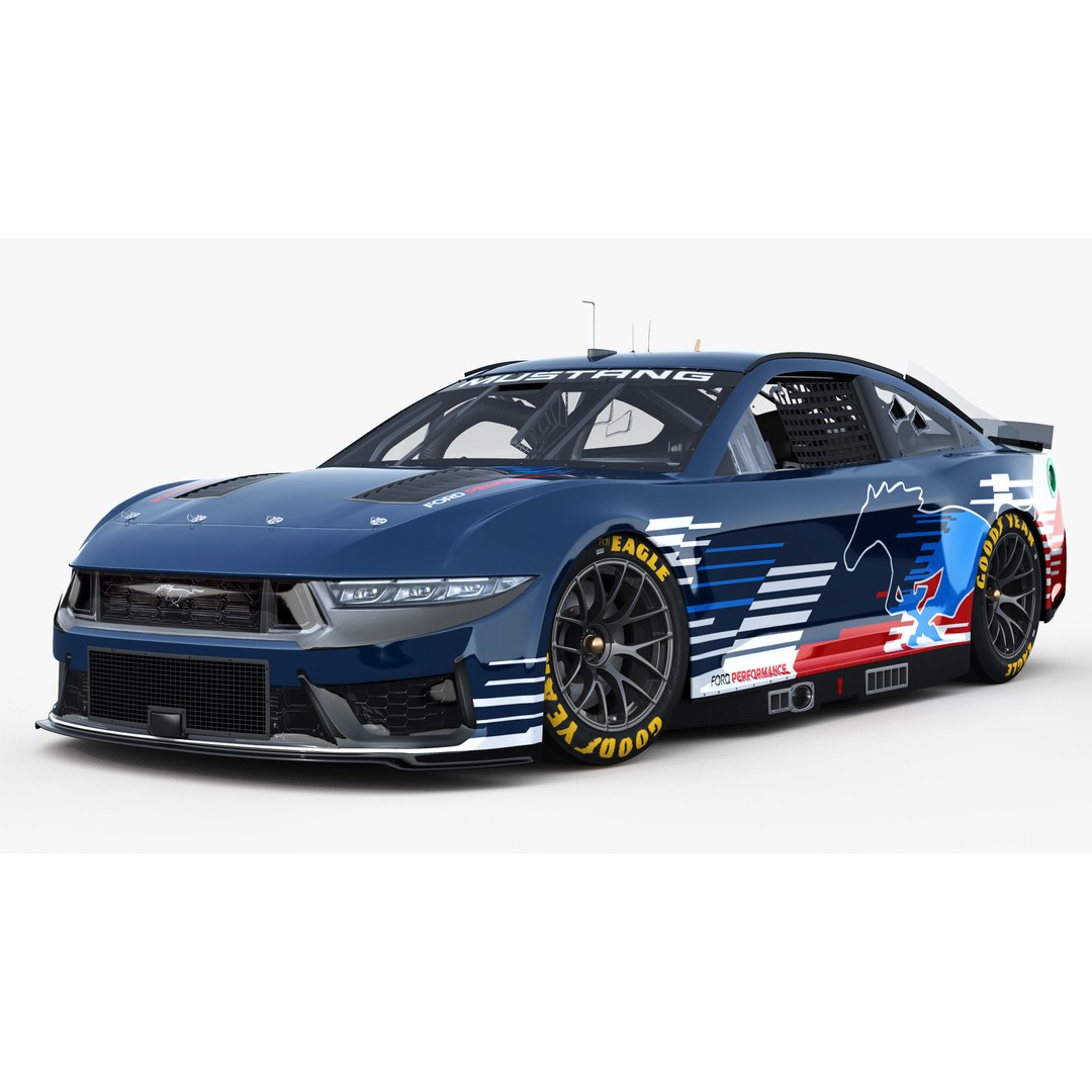 Nascar Mustang 2024 3D Model – High Poly Racing Car, FBX, OBJ - View 3