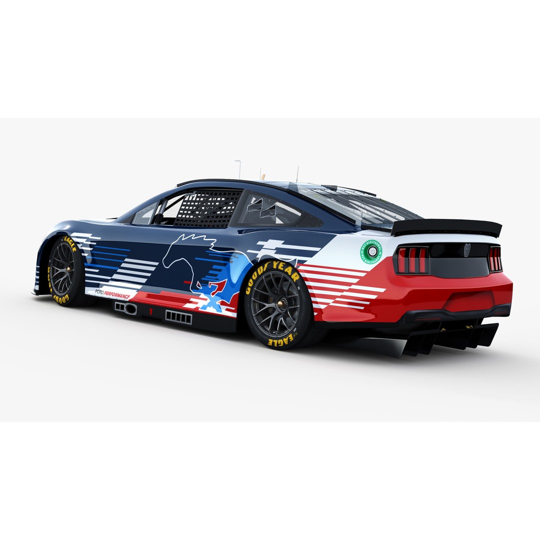 Nascar Mustang 2024 3D Model – High Poly Racing Car, FBX, OBJ - View 6