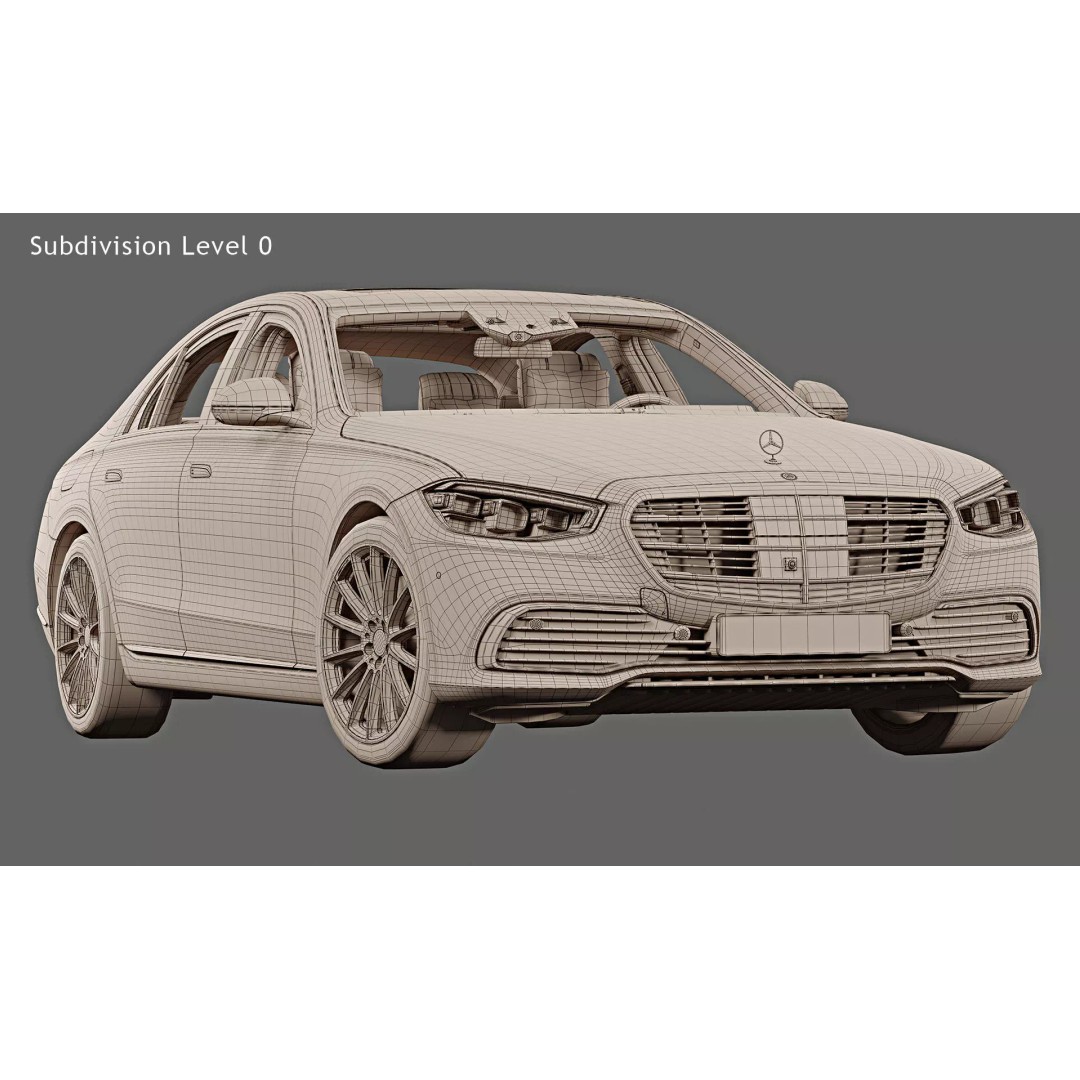 2021 Mercedes-Benz S-Class Short 3D Model – High Poly Game Asset, FBX, OBJ - View 21