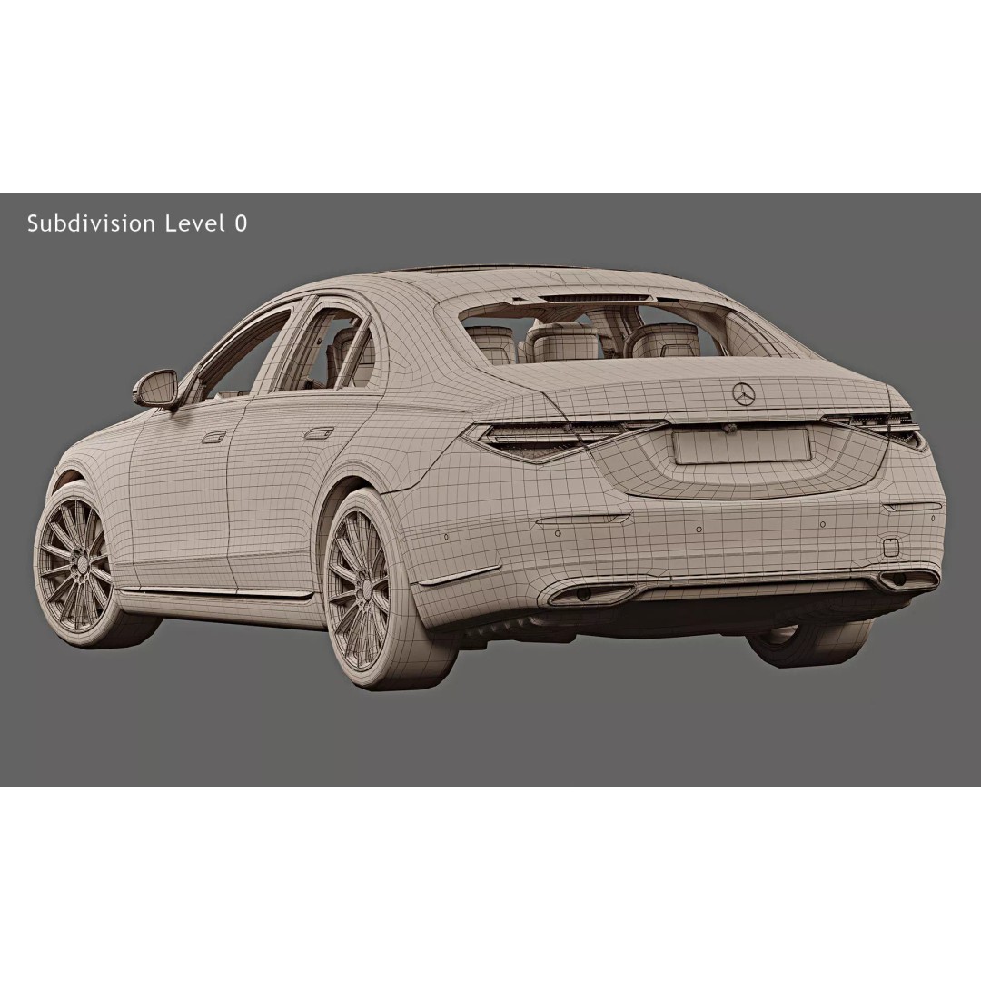 2021 Mercedes-Benz S-Class Short 3D Model – High Poly Game Asset, FBX, OBJ - View 22
